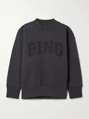 [Anine Bing] Anine Bing - Bradie Printed Cotton-blend Jersey Sweatshirt - Black - small small Black