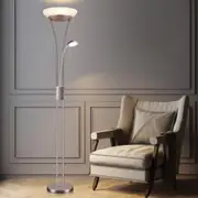 Quinn Elegant LED Mother and Child Floor Lamp - Black/Brass/Chrome, Glass Shade, 1800mm High, PL0023