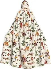 Cowboy Ride Horse Print Hooded Grace Cloak For Women Men Halloween Cosplay Carnival Parties Themed Events, Black