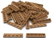 Lego 50 New Medium Nougat Plates 1 x 5 Studs Pieces