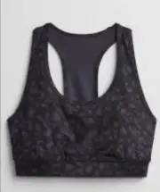 GAP Fit Power Move T Back Sports Bra Sz Large Black Gray Womens NEW $35 MSRP