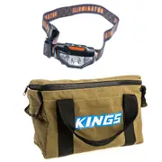 Adventure Kings Canvas Air Compressor Bag + LED Head Torch Flood & Spot Modes
