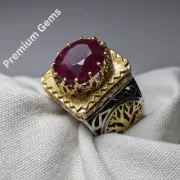 Natural African Ruby, Natural Ruby Ring, Ruby Gemstone Ring Sterling Silver 925