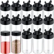 30 Pack Plastic Spice Jars with Shaker Lids Clear Seasoning Containers 8.7 oz