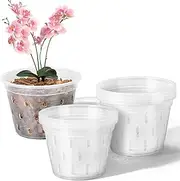 [RAOOKIF] 4 5 6 7 Inch Clear Orchid Pots for Repotting, 8 Pack Plastic Orchid Pots with Holes, Clear Pots for Orchid (4 inch)