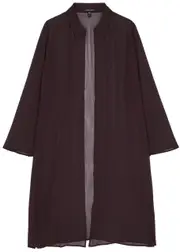 Eileen Fisher Longline Crinkled Silk Jacket - Dark Purple - XS (UK 6-8 / XS) XS (UK 6-8 / XS)