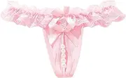 [Generic] Women's Sexy Panties Floral Lace Thongs G-String Open Crotch Thong Pearl Transparent Panties for Ladies