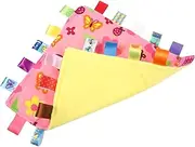 Alasum 1Pc Comfort Blanket with Colorful Satin Tags Soothing Plush Security Comforter for Boy Girl and Versatile Sensory for Strollers Car Seats Carriers