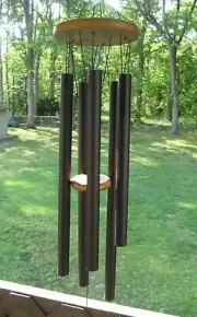 37" Large Traditional Black Aluminum Tubular Wind Chime. 5 Tubes .