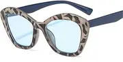 [HAOMAO] Vintage Polygon Cat Eye Sunglasses For Women Jelly Color Square Frame Uv400 Protection Sun Glasses Asshows Leopardgray