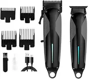 Professional Hair Clippers & Beard Trimmer Kit for Men, Hair Cutting Kit & Zero Gap T-Blade Trimmer Combo- Cordless Barber Clipper with 4 Limiting Combs, for Mens Gifts