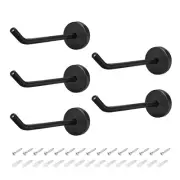 5Pcs 4.53" Wall Mounted Hook Robe Hook Single Towel Hanger Stainless Steel Black