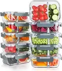 Glass Meal Prep Containers 2 Compartments 10 Packs 30oz , Glass Food Storage,