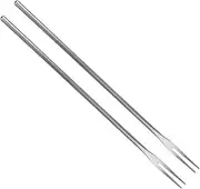 OFFSCH 2Pcs Stainless Steel Fruit Forks with Long Handle Practical Dessert Forks for Banquet Party Supplies for Appetizers Cake and Fruit Serving