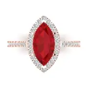 2.3 Marquise Halo Tourmaline Statement Engagement Wedding Ring 14k Rose Gold