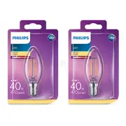 2 x Philips LED Deco E14 4.3W 40W B35 Vintage Candle Bulbs Warm White A++