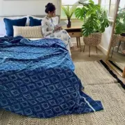 HUDA Indigo Hand Block Printed Kantha Quilt - Default Title