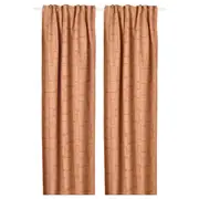 LÖNNSTÄVMAL block-out curtains, 1 pair, light red-brown/with heading tape, 145x250 cm