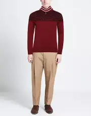 RRP €455 EMPORIO ARMANI Wool Jumper Size M Patterned Yoke Half Zip High Neck