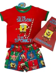 NEW Peter Alexander Jnr Size 2 SpongeBob SquarePants Christmas Pyjamas Set Boxed