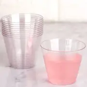 9 oz Plastic Blush Glittered Clear Wine Cocktail GLASSES Tableware Party Wedding