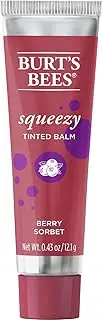 [Burt's Bees] 100% Natural Origin Squeezy Tinted Lip Balm, Enriched With Beeswax and Cocoa Butter, Berry Sorbet, 1 Tube, 12.1g