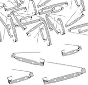 50 Pcs Brooch Pins, 4-Size Pack of Safety Pins, Silver Secure Back Clasp with Back Bar Fastener (50)