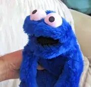 COOKIE MONSTER HAND CRAFTED PUPPET TOY MUPPETS SESAME STREET ELMO RENE KERMIT fx
