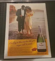 1982 Korbel Brut Champagne PRINT AD As Uncork the Magic Couple on the Beach 8x11
