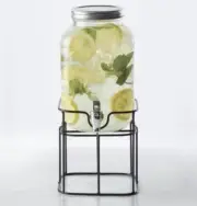 Circleware 1 Gallon Beverage Drink Dispenser On Metal Stand & Leak Free Spigot