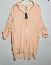 Taking Shape Swim Shirt Dress Sheer SZ 18 Peach/Pink Cotton Kneelength FREE POST