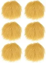 uxcell 6-Pack Faux Fur Pom Poms, 1.2 Inch/ 3.1 cm Soft Fluffy Pompoms Balls with Elastic Loop for Hats/Bags/Keychains/Knitting Accessories/DIY Crafts [Ginger Yellow]