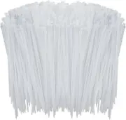 1000 Pcs White Zip Ties, 6 Inch Clear Self-Locking Nylon Cable 6",