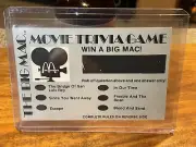 MCDONALDS MOVIE TRIVIA GAME 1976 Win A Big Mac