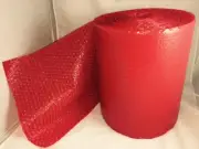 50 feet x 12 inches x 3/16" Small Bubbles RED Color Bubble Cushioing Wrap Roll