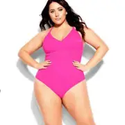 NWT CITY CHIC Lucia 1 Piece Swimsuit - hot pink Size 16