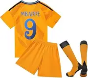 [YEESON] Mb 9# Madrid Soccer Jersey 2024/25, Mb Away orange No.9 club football Jersey, Children's Soccer Jersey size 22-28