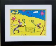 Dr. Seuss "Cat in the Hat Tennis Match" NEW FRAMED ART