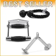 Heavy-Duty LAT Pulldown Attachment Set with Textured Grip and Chrome Finish