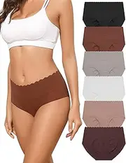 [Levao] Women's Seamless Underwear Seamless Briefs Waist Midi Panties Hipsters for Women Breathable Comfort Women Breathable Hipster S-XL Pack of 6