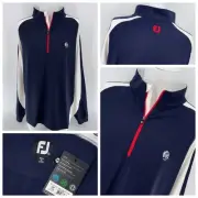 FootJoy Golf 1/2 Zip Pullover XL Men Navy White Red Algonquin GC NWT YGI U4-130