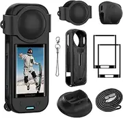 FitStill Protection Accessories Kit Only for Insta 360 X5 Optical 2PCS Tempered Glass Screen Protector+Rubber Lens Cap+Silicone Rubber Protective Case+Silicone Support Base Mount Insta 360x5 Accessory