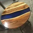 Walnut Blue Epoxy Resin Round Center Table Top for Hallway Home Décor Gift
