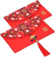 OHPHCALL 2pcs Red Paper Envelopes Chinese Wedding Cash Holders Packet Bags for Lunar Year Celebrations