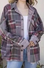 Ellis plaid shacket Red