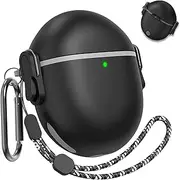 [Miimall] Compatible with Google Pixel Buds Pro Case, [Carabiner + Lanyard] [Safety Lock Switch] [Front LED Visible] TPU Material Anti-Drop Shockproof Protective Case for Pixel Buds Pro-Black
