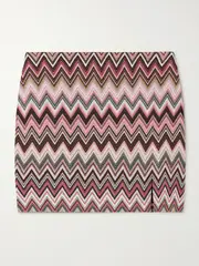 [Missoni] Missoni - Mare Striped Crochet-knit Cotton-blend Mini Skirt - Burgundy - IT40 IT 40 Burgundy