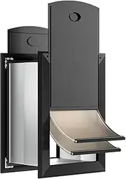 Decormax Heavy Duty Dog Door for Wall, Energy Efficient Doggie Door with Aluminum Frame, Telescoping Tunnel, Double Magnetic Flaps and Two Sliding Lock Panels, Easy to Install, Black, Medium