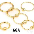 2pcs. 16G Gold Plated Surgical Steel Captive Bead Ring Earring Labret Septum