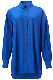 [CAROLINA HERRERA] OVERSIZED TIE-FRONT SHIRT US 6 BLUE